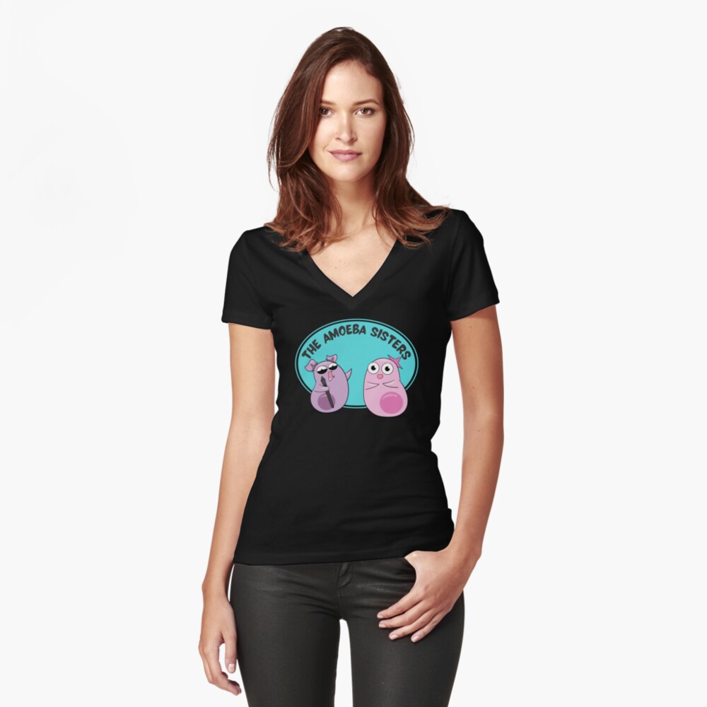 Item preview, Fitted V-Neck T-Shirt designed and sold by amoebasisters.
