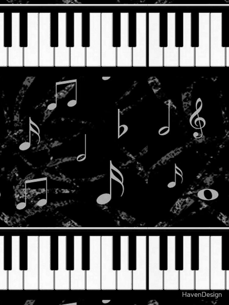 Black and White Piano Music Pattern by HavenDesign