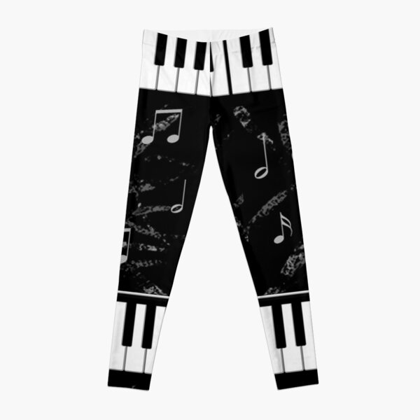 Black and White Piano Music Pattern Leggings