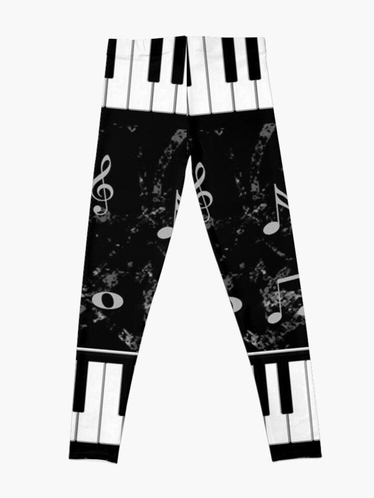 Alternate view of Black and White Piano Music Pattern Leggings