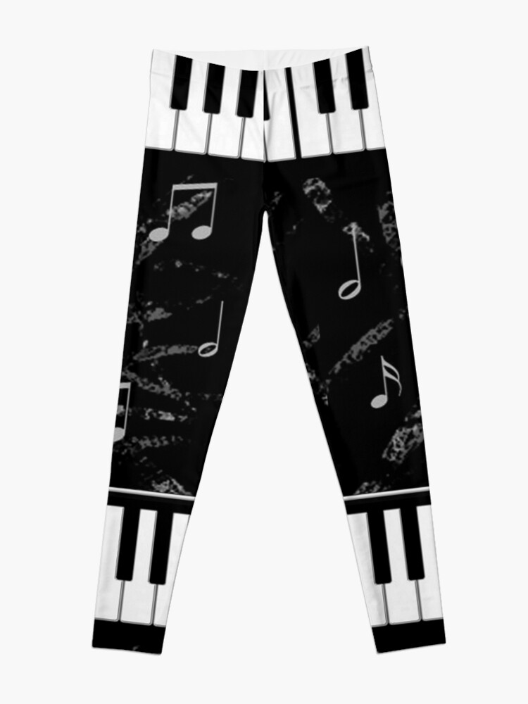 Alternate view of Black and White Piano Music Pattern Leggings
