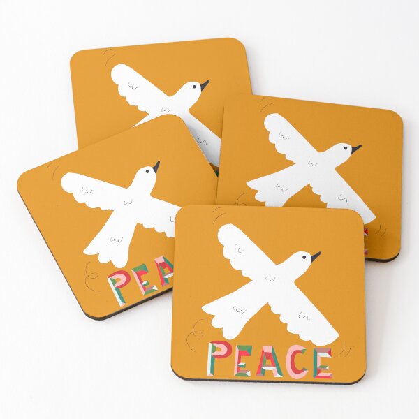 Item preview, Festive peace dove on mustard background designed and sold by IlustraDeni.