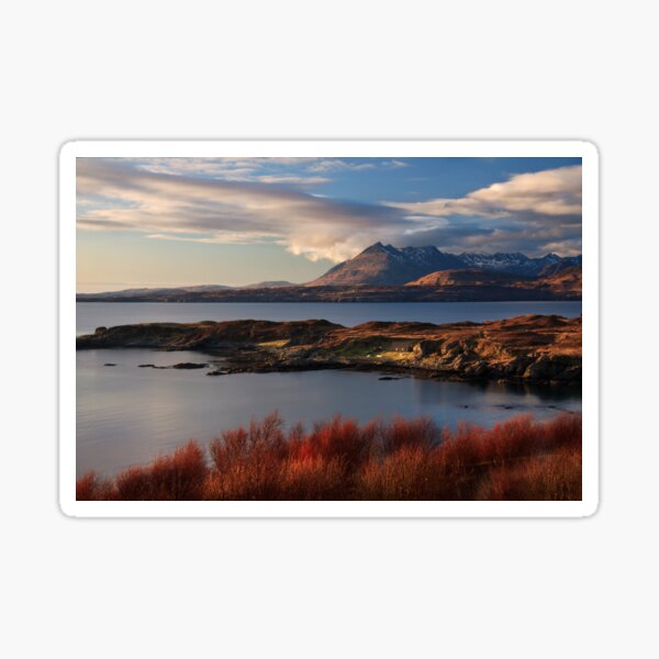 Cuillin Mountains from Tarskavaig Isle of Skye Scotland. Sticker