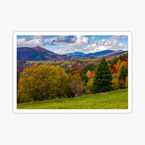 mountains with forest autumnal countryside Sticker