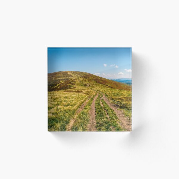 panorama with dirt road through mountain ridge Acrylic Block