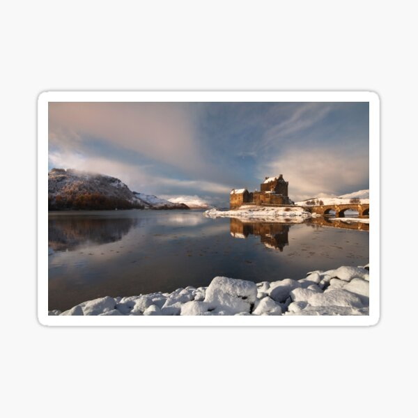 Eilean Donan Castle Winter Scene Loch Duich Scotland. Sticker
