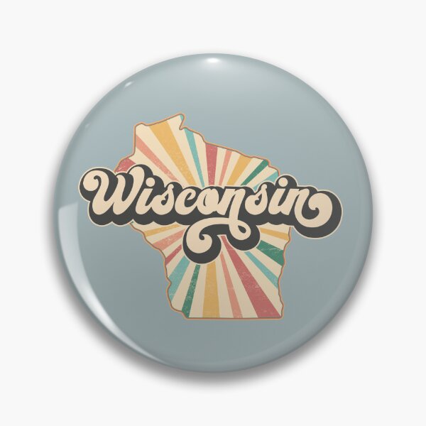 Artikelvorschau, Wisconsin-Fan-Retro-Staat, Vintage Groovy Wisconsin-Karte, beunruhigtes Amerika-Geschenk entworfen und verkauft von Cátia Lima.