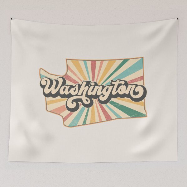 Item preview, Washington Fan Retro State, Vintage Groovy Washington Map, Distressed America Gift designed and sold by Cátia Lima.