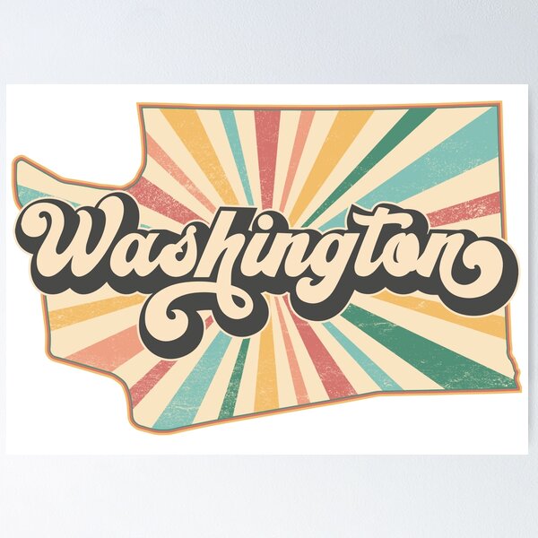 Item preview, Washington Fan Retro State, Vintage Groovy Washington Map, Distressed America Gift designed and sold by Cátia Lima.