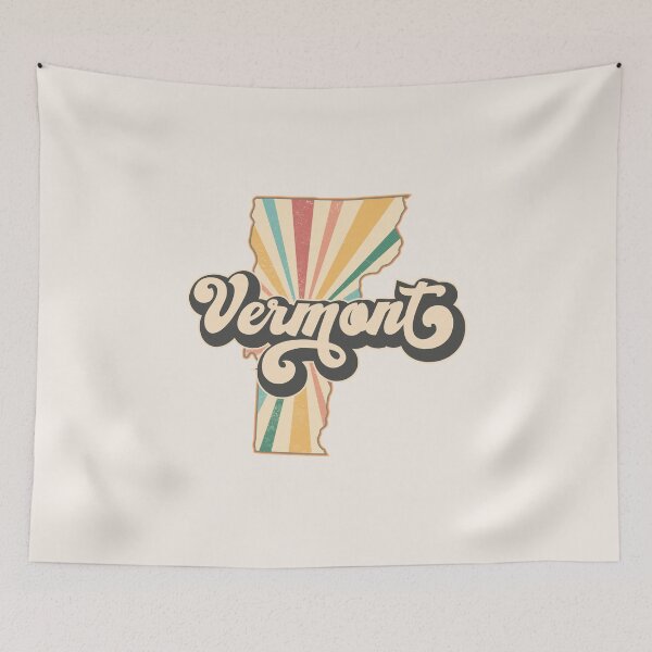 Item preview, Vermont Fan Retro State, Vintage Groovy Vermont Map, Distressed America Gift designed and sold by Cátia Lima.