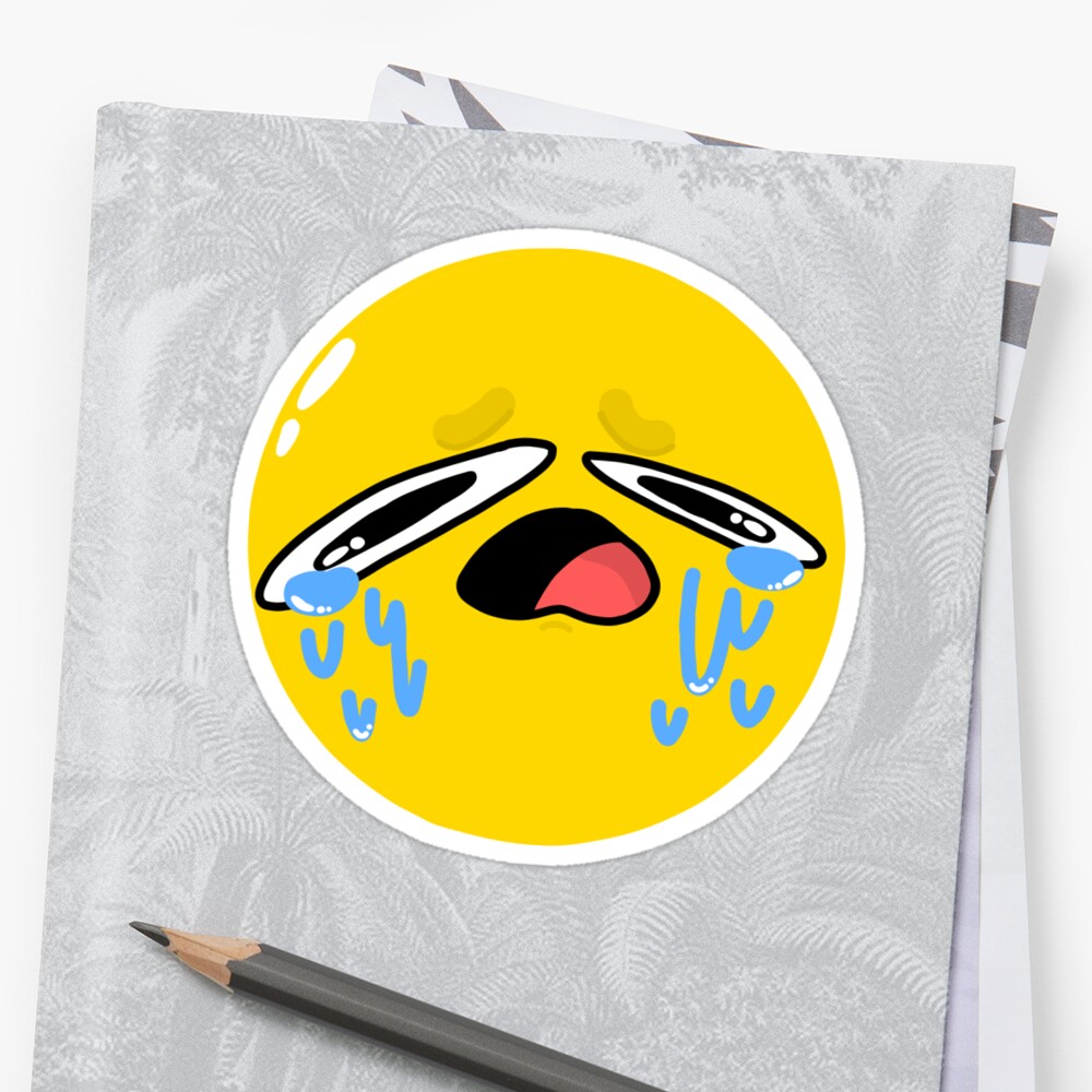 Crying Emoji Stylized Stickers By Bundleofsocks Redbubble