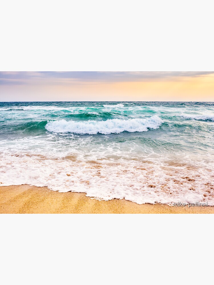 sea waves crashing on sandy beach by mike-pellinni