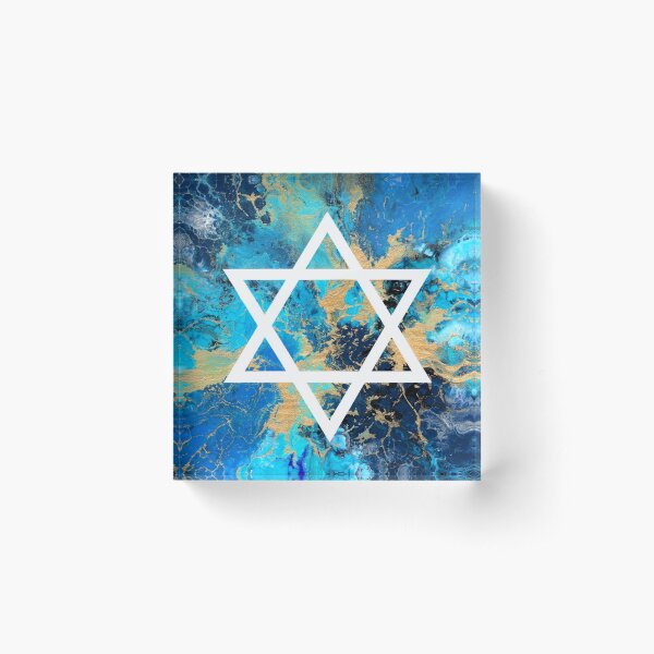 Item preview, Blue Jewish Star - Acrylic Pour designed and sold by HandmadeHill.