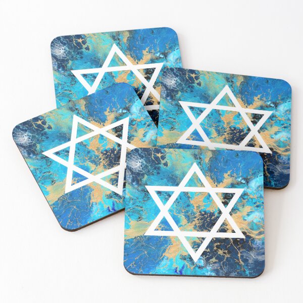 Item preview, Blue Jewish Star - Acrylic Pour designed and sold by HandmadeHill.