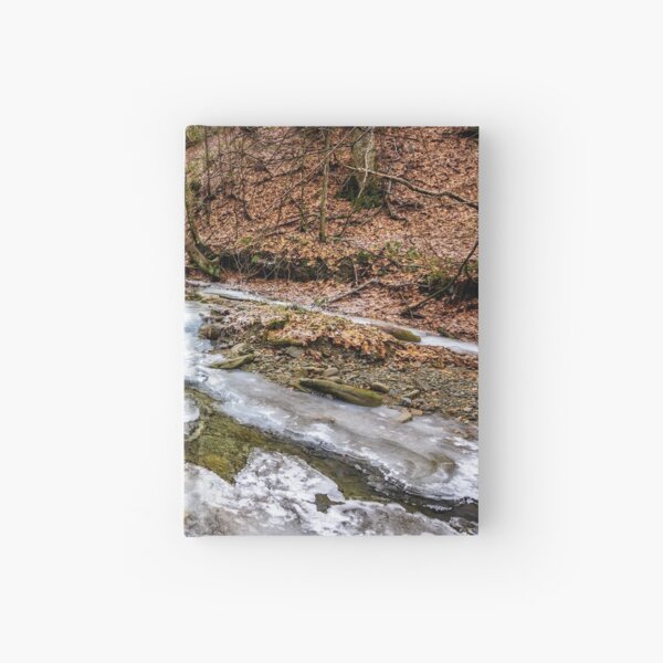 frozen river in forest Hardcover Journal
