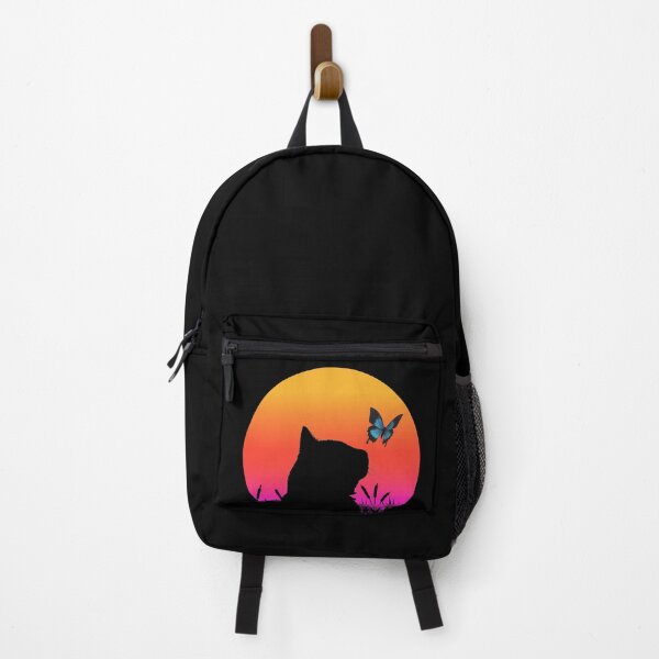 Item preview, Cat watching sunset colorful cat silhouette with butterfly designed and sold by JoeyGrace.