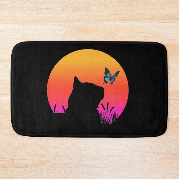 Item preview, Cat watching sunset colorful cat silhouette with butterfly designed and sold by JoeyGrace.