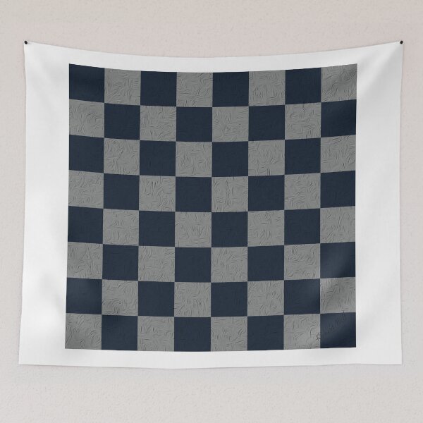 Item preview, Pelican Sky Checkerboard — Dark Navy Peony and Naked Gray designed and sold by Robert Neff.