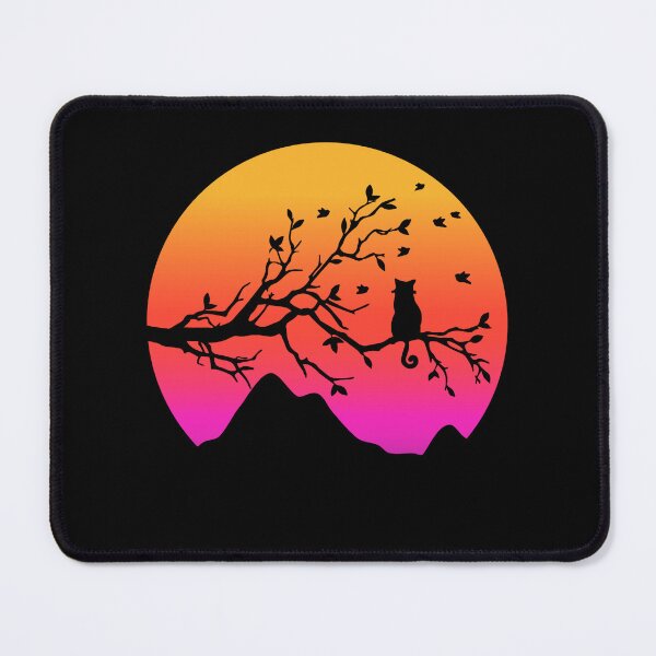 Item preview, Cat watching sunset colorful cat silhouette with butterfly designed and sold by JoeyGrace.