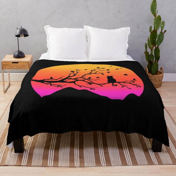 Item preview, Cat watching sunset colorful cat silhouette with butterfly designed and sold by JoeyGrace.