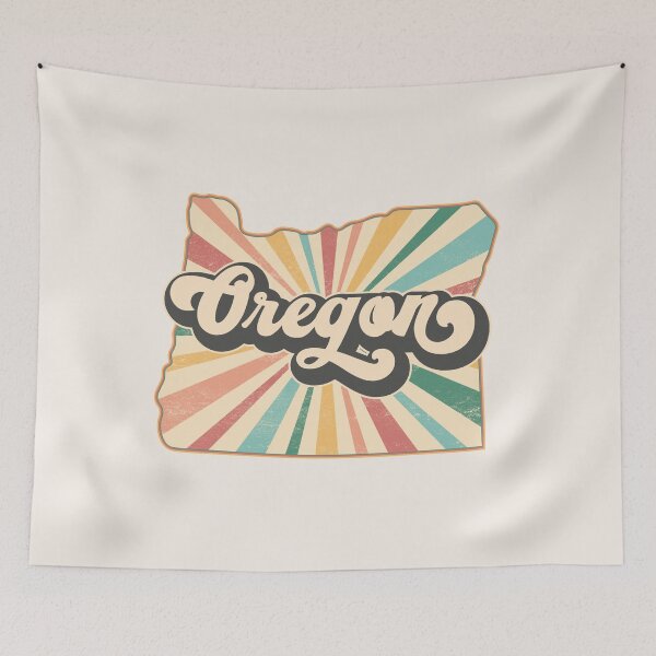 Item preview, Oregon Fan Retro State, Vintage Groovy Oregon Map, Distressed America Gift designed and sold by Cátia Lima.