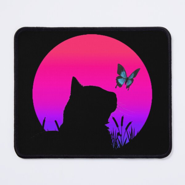 Item preview, Cat watching sunset colorful cat silhouette with butterfly designed and sold by JoeyGrace.