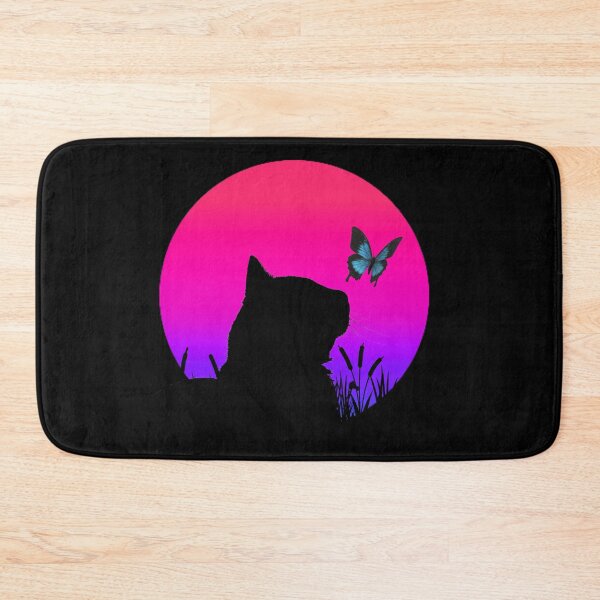 Item preview, Cat watching sunset colorful cat silhouette with butterfly designed and sold by JoeyGrace.
