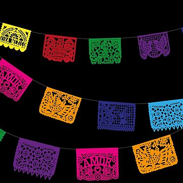 Mexican Papel Picado Banner, Tissue Paper Garland, Fiesta Party Supplies,  Day of the Dead, Colorful Traditional Medium Banner, Paper Picado 