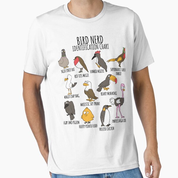 Artikel-Vorschau von Bird Watcher Funny Identification Chart für Vogelliebhaber und Ornithologen, designt und verkauft von Nerd Shizzle.