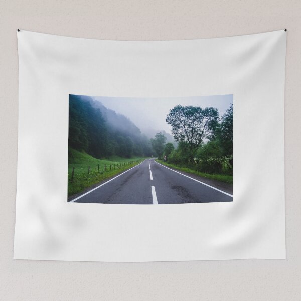 Item preview, Mountain open road perspective with no traffic wallpaper designed and sold by Alex2789.
