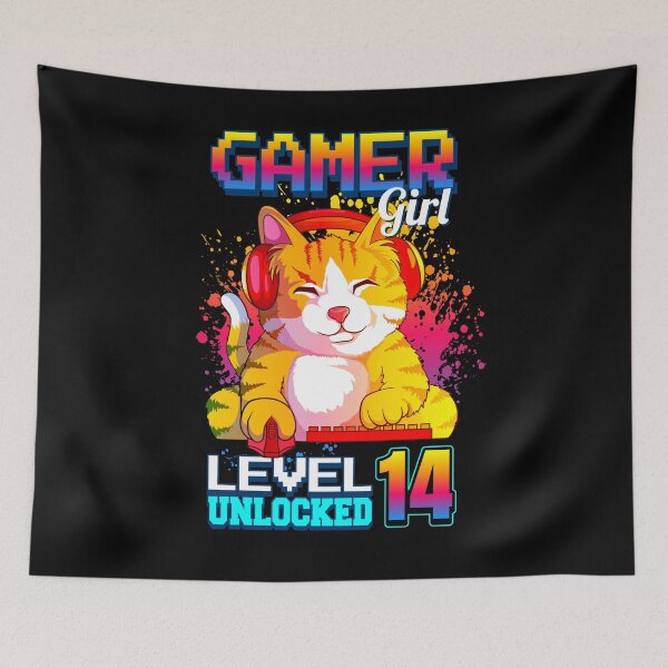 Item preview, gamer girl level 14 unlocked - 14th birthday gift designed and sold by Ibu83.