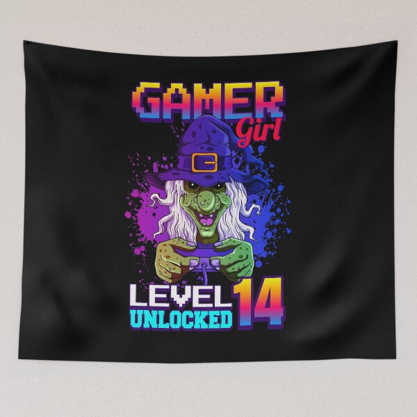 Item preview, gamer girl level 14 unlocked - 14th birthday gift designed and sold by Ibu83.