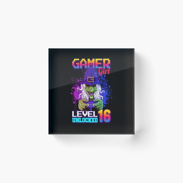 Item preview, gamer girl level 16 unlocked - 16th birthday gift designed and sold by Ibu83.