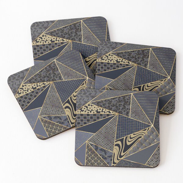 Item preview,  Modern Gold Blue Triangles Geometric pattern designed and sold by InovArtS.
