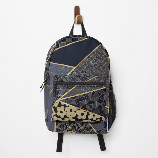 Item preview, Modern Gold Blue Triangles Geometric pattern designed and sold by InovArtS.