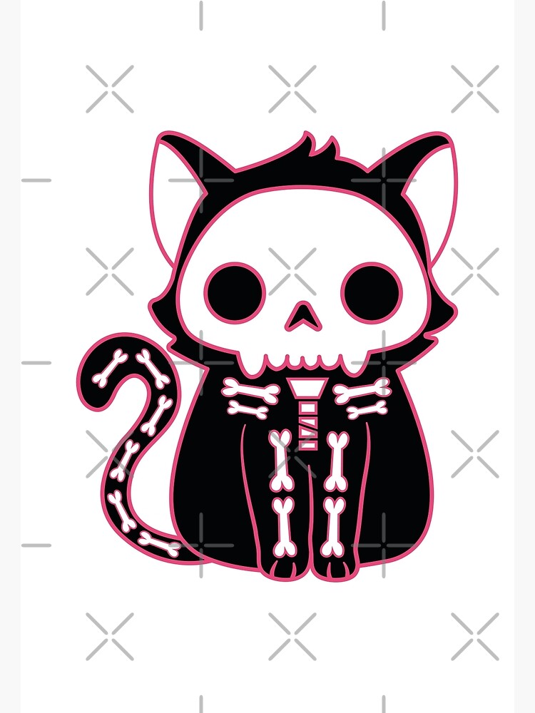 Cat and Skeleton - Halloween - Baseball T-Shirt