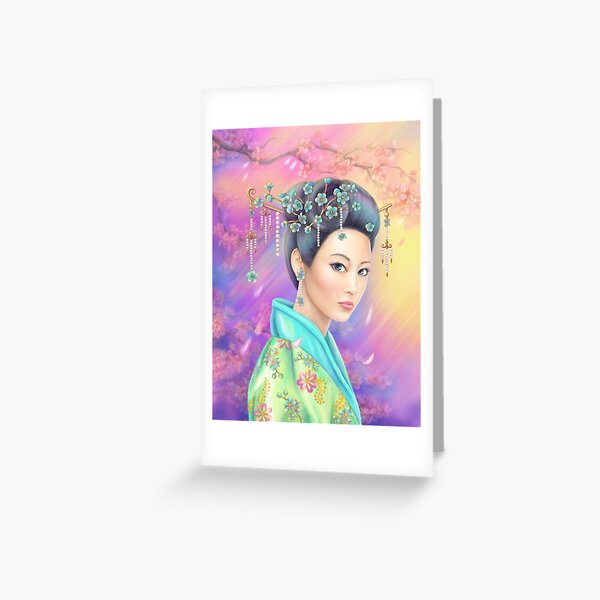 Stranger in the sakura garden Greeting Card