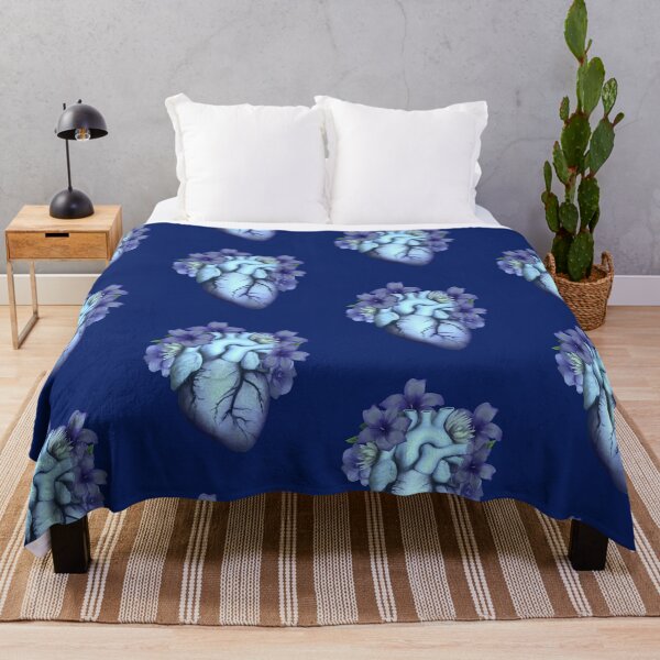 Item preview, Floral blue Human Heart, watercolor blue lilies flowers, Heart, anatomical Human heart designed and sold by Collagedream.