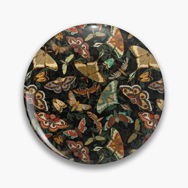 Item preview, Butterflies and Moths Saturated Color on a black foliage background, larger scale designed and sold by Silver Steer Design.