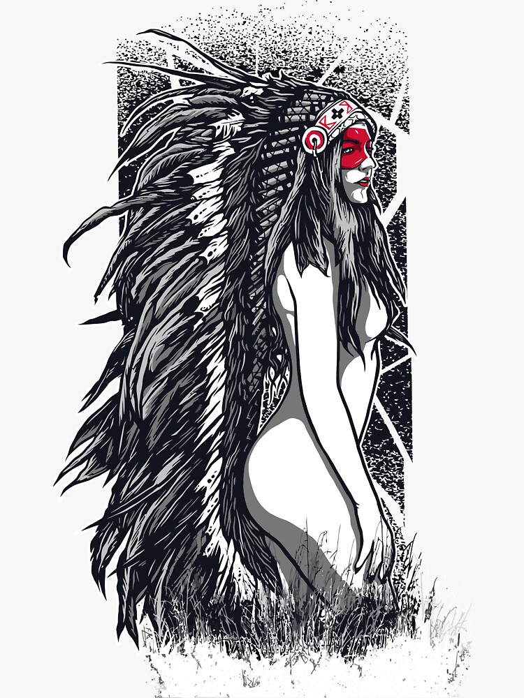 native-american-woman-illustration-native-american-sticker-for-sale