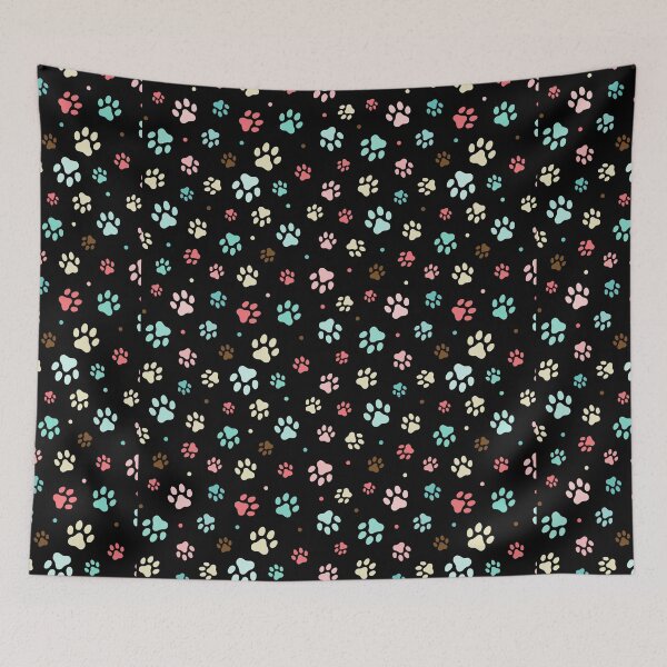 Item preview, Floral Dog Paw Patterns in Black designed and sold by Gamicnum.