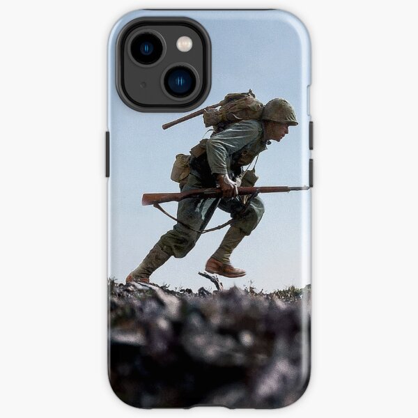 US Marine running through Japanese fire on Okinawa, Japan, 7 Jun 1945 iPhone Tough Case