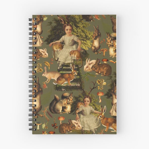 Item preview, Gothic Fairytale- Little Girls And Bunnies In Forest Botanical Night Garden - Pattern Green Nightgarden designed and sold by UtArt.