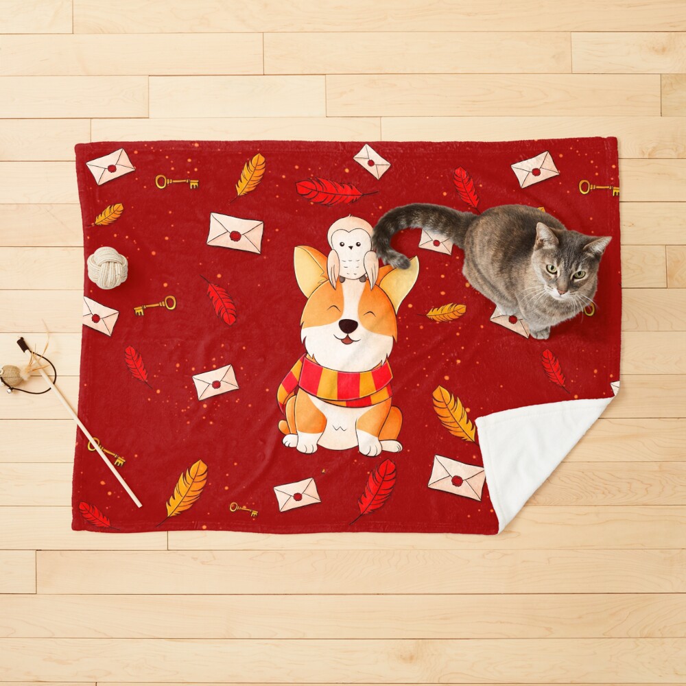 Corgi and Owl Magic friends Pet Blanket