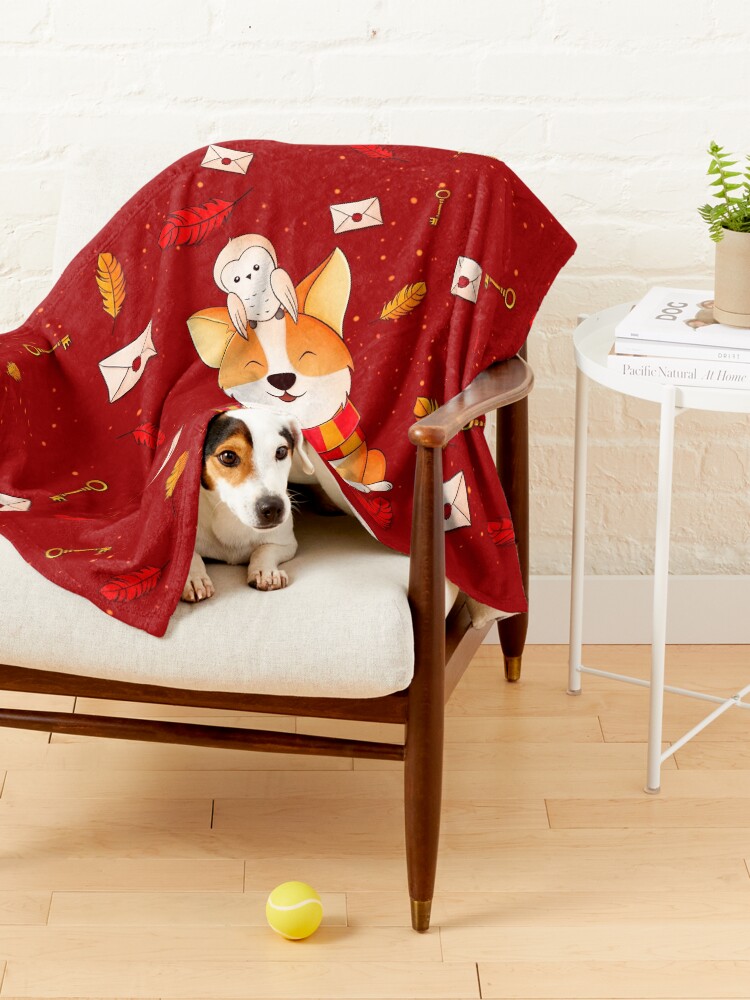 Alternate view of Corgi and Owl Magic friends Pet Blanket
