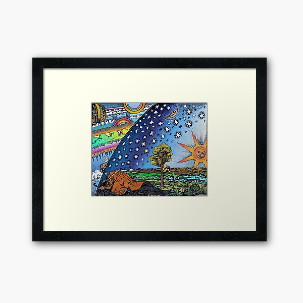 Flammarion Woodcut Flat Earth Design Framed Art Print