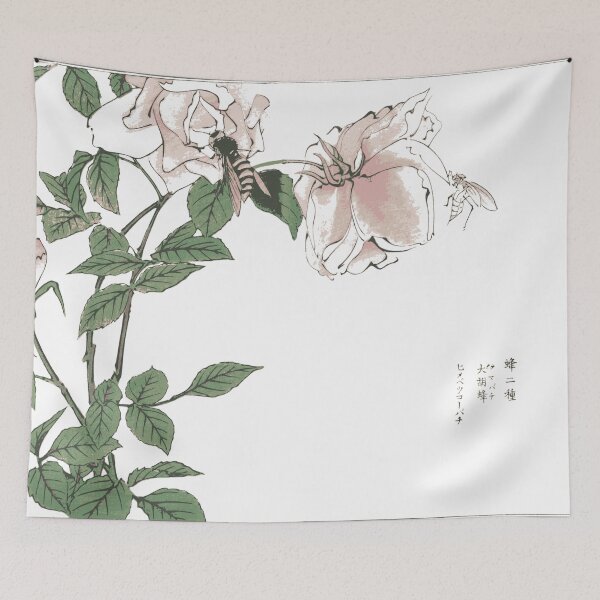 Item preview, Bee and Flower illustration from Churui Gafu (1910) by Morimoto Toko designed and sold by 18thCircusCat.