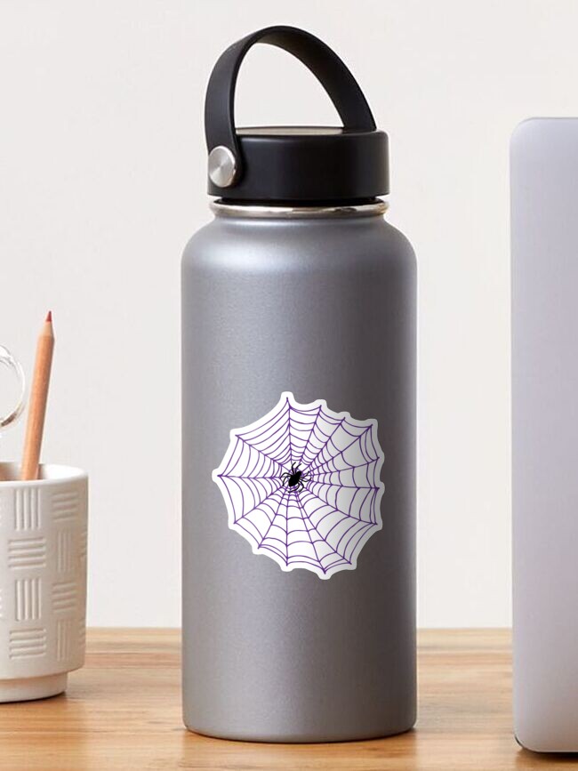 Thumbnail 1 of 3, Sticker, Spider web pattern - purple and black - Halloween pattern by Cecca Designs designed and sold by Cecca-Designs.