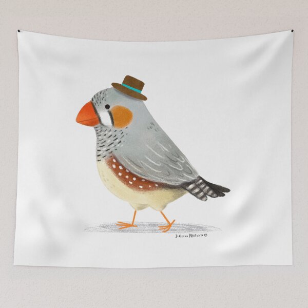 Item preview, Zebra Finch Bird with hat designed and sold by julianamotzko.