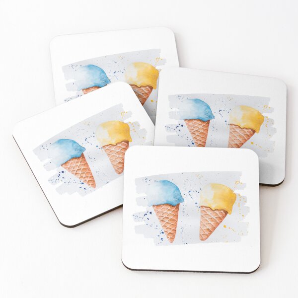Item preview, Blue and Yellow Ice Cream Cone Art - Food Collection designed and sold by CreativNode.